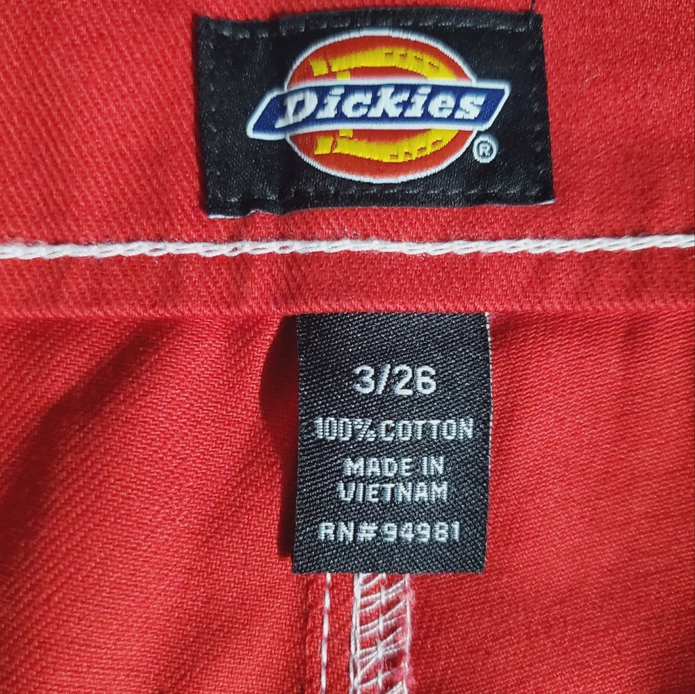 Dickies Juniors Carpenter Pants Size 3/26 Red High Rise Straight leg Jeans - Picture 10 of 13